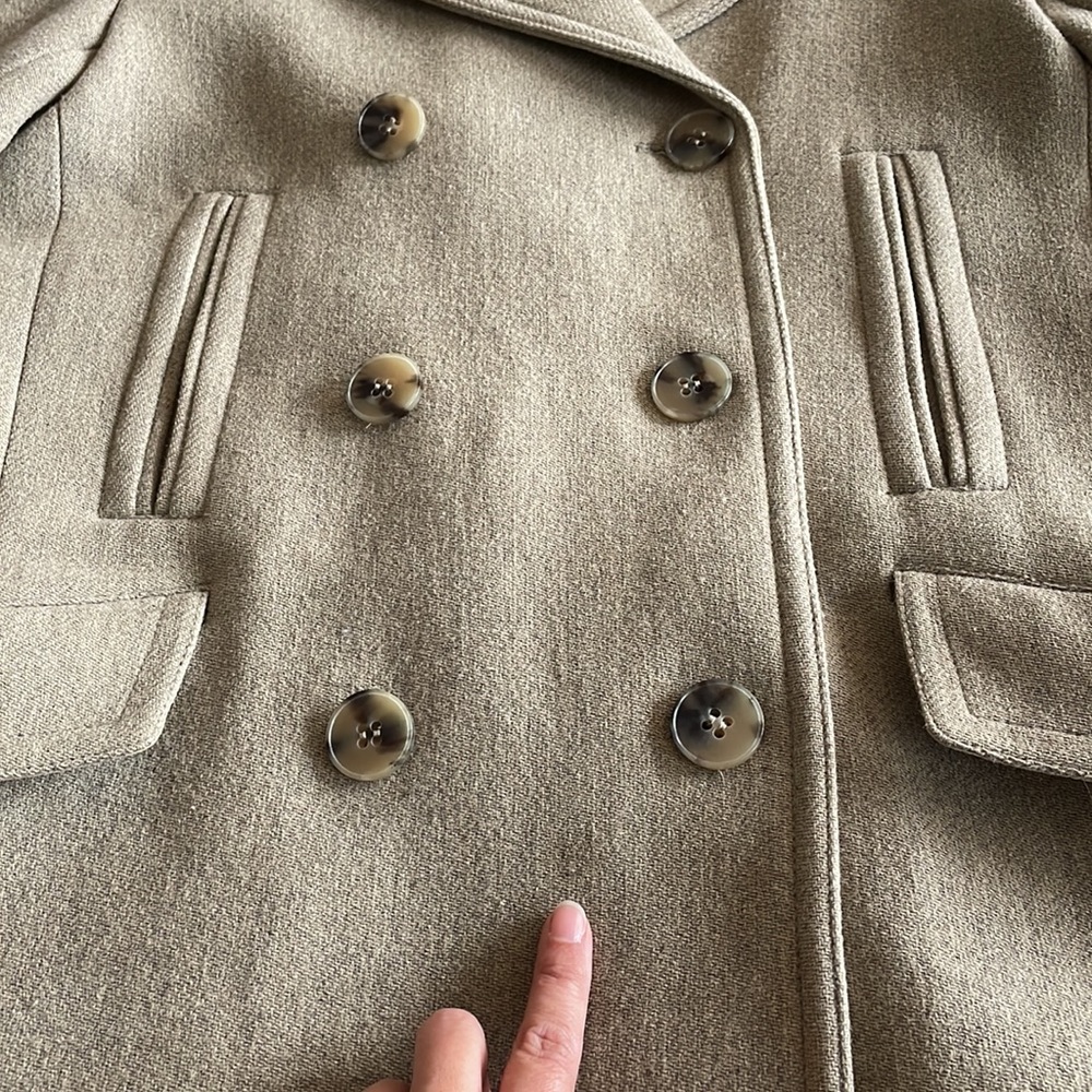 Theory Women's Light Gray Wool Blend Double-Breasted Pea Coat - Picture 12 of 15